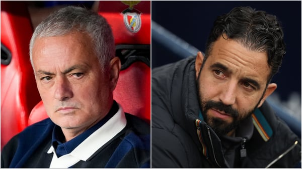 何塞·穆里尼奥（左）和鲁本·阿莫林曾与同一职位联系在一起。 /佩德罗·洛雷罗/欧亚体育图片/卡尔·雷辛/盖蒂图片社