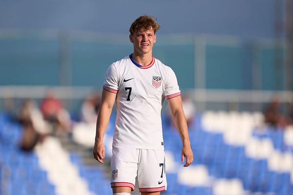 科尔·坎贝尔将肩负美国队在U20世界杯上的重任。/Mateo Villalba/USSF/Getty Images