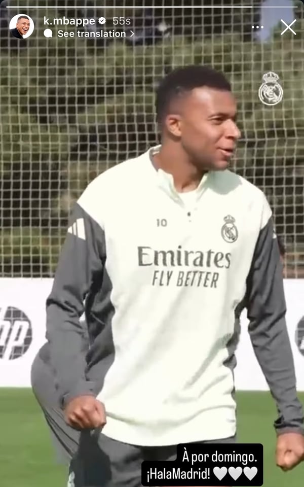 姆巴佩看起来已经准备好回归了。/ Instagram/k.mbappe