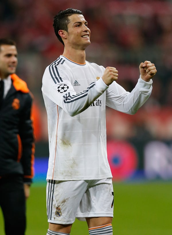 克里斯蒂亚诺·罗纳尔多在 2014 年创造了多个进球。/鲍里斯·斯特鲁贝尔/盖蒂图片社