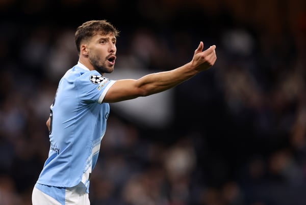 鲁本·迪亚斯是曼城队的连续冠军。 /凯瑟琳·伊维尔/AMA/盖蒂图片社