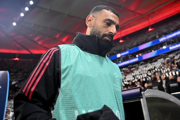 穆罕默德·萨拉赫连续第二场在欧冠比赛中替补出场。/ KIRILL KUDRYAVTSEV/AFP/Getty Images