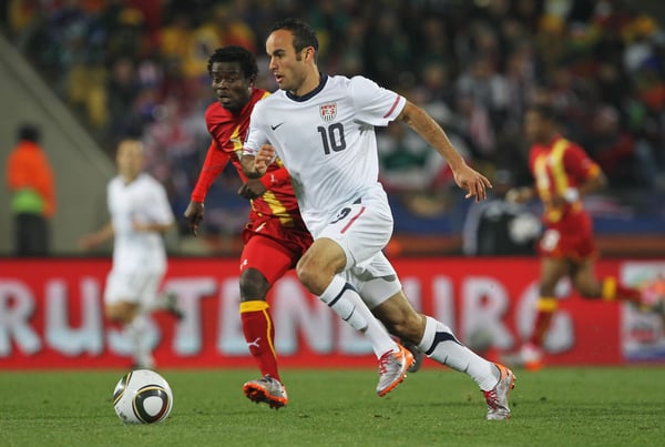 兰登·多诺万 (Landon Donovan) 在 2010 年南非世界杯对阵加纳队的比赛中