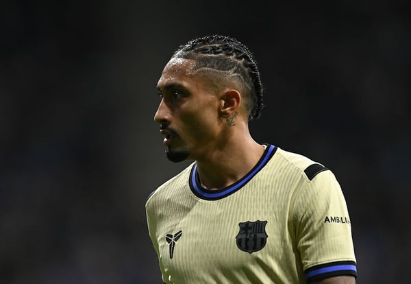 拉菲尼亚预计将缺席本赛季的首场西班牙国家德比。/丹尼斯·道尔/盖蒂图片社