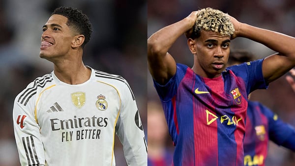 裘德·贝林汉姆(左)带领皇家马德里战胜巴塞罗那。/ IMAGO/DeFodi Images、Mateo Villalba/Getty Images