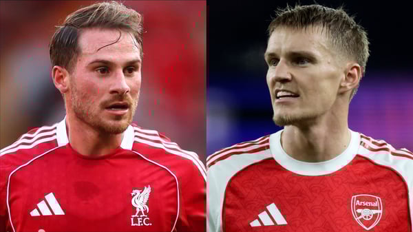 阿莱克西斯·麦卡利斯特（左）和马丁·厄德高（右）成为八卦新闻的焦点。/ Chris Brunskill/Fantasista/Getty Images，Nigel French/Sportsphoto/Allstar/Getty Images