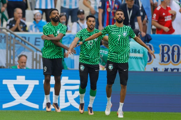 Firas Al-Buraikan、Salem Al-Dawsari、Salman Al-Faraj，沙特阿拉伯，2022 年世界杯，盖蒂