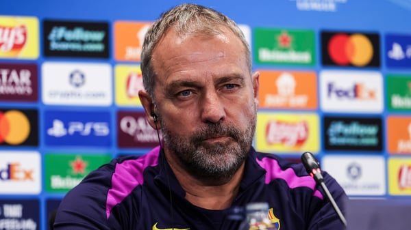 汉斯·弗里克执教巴塞罗那的战绩令人担忧。/ Javier Borrego/AFP7/Getty Images