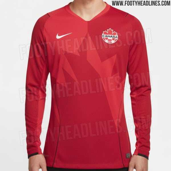 加拿大队2026年世界杯主场球衣的可能样式。/ FootyHeadline
