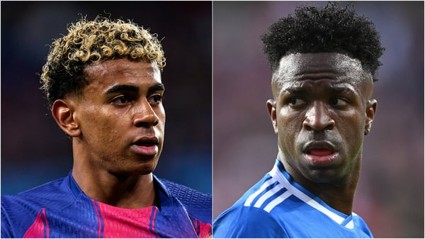 拉明·亚马尔（左）和维尼修斯·儒尼奥尔成为八卦新闻的焦点。/ Bruno Penas/Quality Sport Images/Denis Doyle/Getty Images