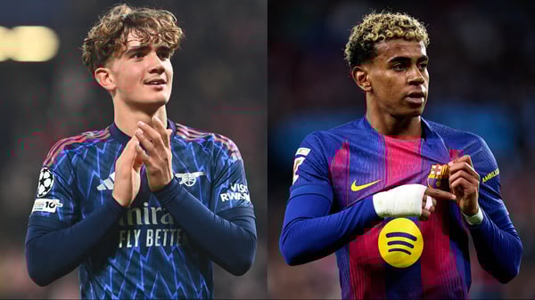 马克斯·道曼（左）和拉明·亚马尔是欧冠历史上最年轻的三位首秀球员之二。/ Michal Cizek/AFP/Getty Images, Bruno Penas/Quality Sport Images/Getty Images