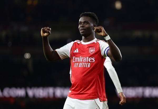 布卡约·萨卡对阿森纳和英格兰队都至关重要。/ Harry Murphy/Danehouse/Getty Images