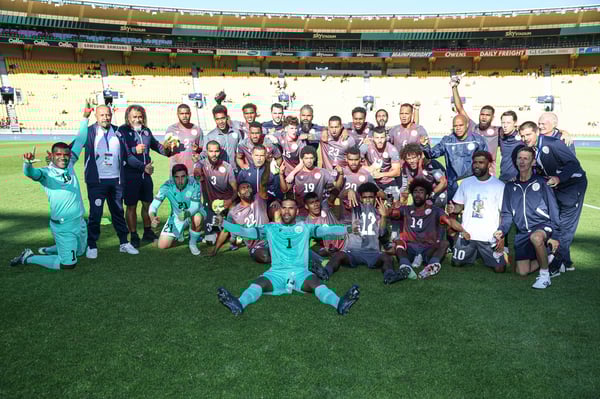 新喀里多尼亚庆祝晋级OFC世界杯26强预选赛决赛