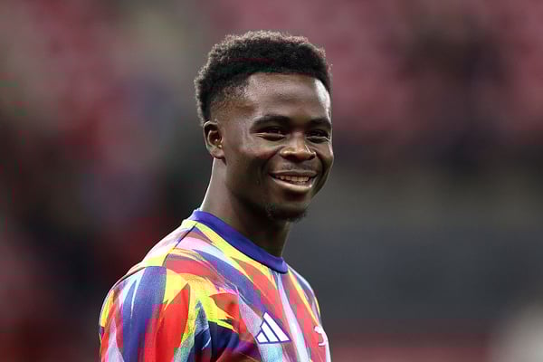 布卡约·萨卡是阿森纳最耀眼的球星之一。/乔治·伍德/盖蒂图片社