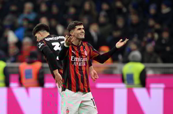 克里斯蒂安·普利西奇周末过后并列意甲金靴奖榜首。/(图片来源:克里斯·里科/盖蒂图片社)