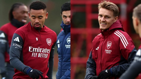 加布里埃尔·热苏斯（左）自1月7日以来就未曾出场，而马丁·厄德高（右）本赛季已因伤被替换下场三次。/ Harry Murphy/Getty Images