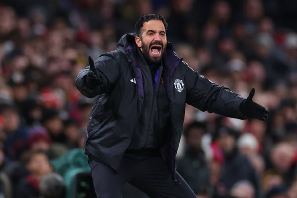 鲁本·阿莫林对眼前所见远不满意。/ 马克·阿特金斯/盖蒂图片社