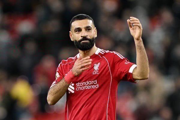 周六,穆罕默德·萨拉赫笑到了最后。/利物浦足球俱乐部/Getty Images