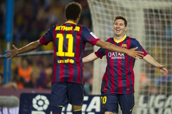 梅西和内马尔联手势不可挡。/ 图片/马卡报