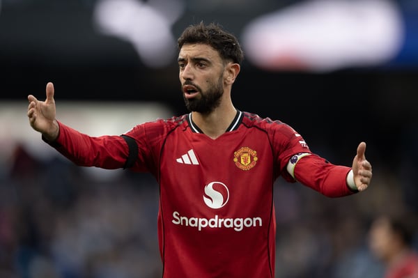 关于布鲁诺·费尔南德斯在曼联的未来，人们提出了诸多疑问。/ Visionhaus/Getty Images