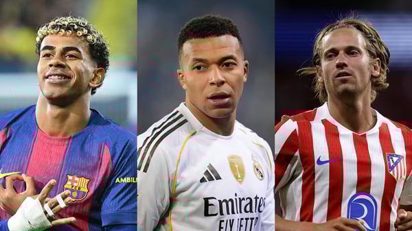 西班牙足球三大豪门各自拥有杰出的球员。/ Jose Jordan/AFP/Getty Images, Jose Breton/Pics Action/NurPhoto/Getty Images, Maria Gracia Jimenez/Soccrates/Getty Images
