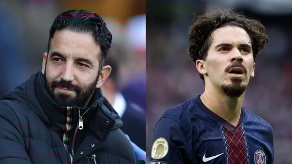 世界杯FIFA体育新闻:鲁本·阿莫林(左)和维蒂尼亚成为今天八卦的头条新闻。 / Crystal Pix/MB Media/Getty Images,Catherine Steenkeste/Getty Images