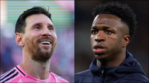 世界杯FIFA体育新闻：梅西（左）和维尼修斯成为今日八卦新闻的焦点。/ Rich Storry/Mateo Villalba/Getty Images