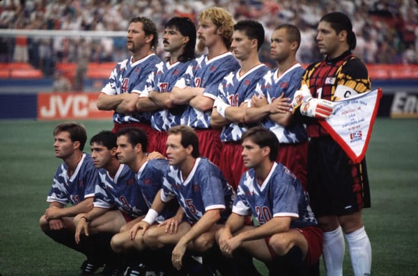 世界杯FIFA体育新闻:美国队 h R vl Cle Kooiman Marcelo Balboa Alexi Lalas Mike Sorber Ernie Stewart Torwart T