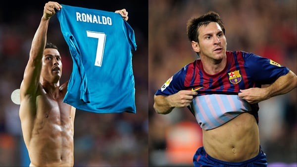 世界杯FIFA体育新闻：克里斯蒂亚诺·罗纳尔多（左）和莱昂内尔·梅西在西班牙超级杯决赛中贡献了许多经典瞬间。/ Quality Sport Images/Getty Images, Josep Lago/AFP/Getty Images