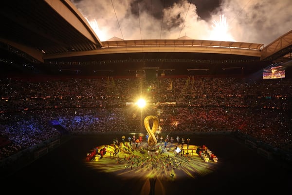 世界杯FIFA体育新闻：这是在卡塔尔豪尔市阿尔拜特体育场举行的2022年卡塔尔世界杯开幕式现场。