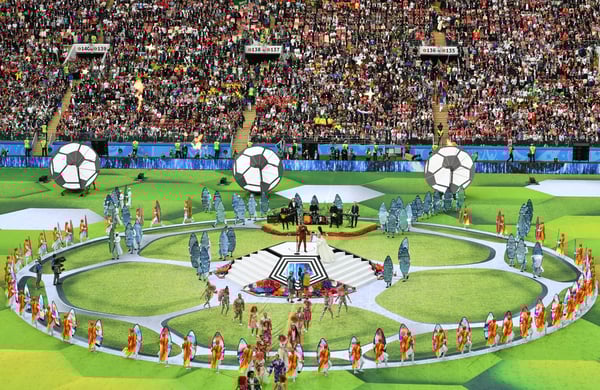 世界杯FIFA体育新闻：这是2018年俄罗斯世界杯开幕式在莫斯科卢日尼基体育场的景象。