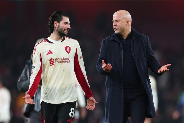 世界杯FIFA体育新闻：多米尼克·索博斯莱是阿恩·斯洛特本赛季最有价值的球员之一。/ 马克·阿特金斯/盖蒂图片社