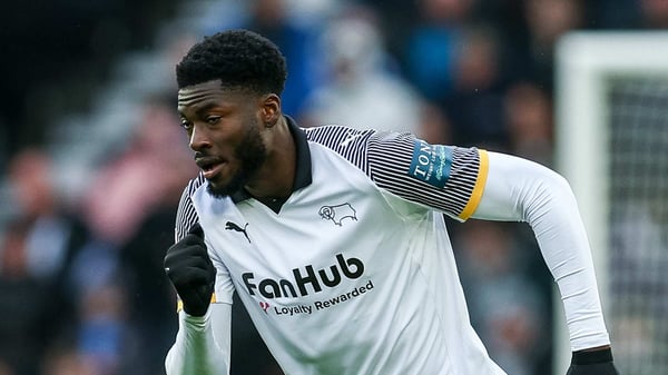 世界杯FIFA体育新闻：帕特里克·阿吉曼在德比郡队找回了状态。/ Jon Hobley/MI News/NurPhoto/Getty Images