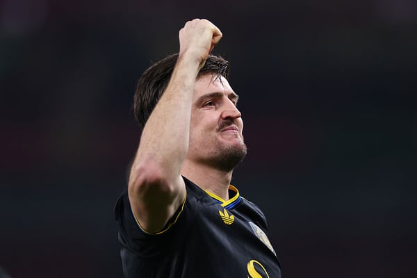 世界杯FIFA体育新闻:哈里·马奎尔在北伦敦的表现非常出色。/ Marc Atkins/Getty Images