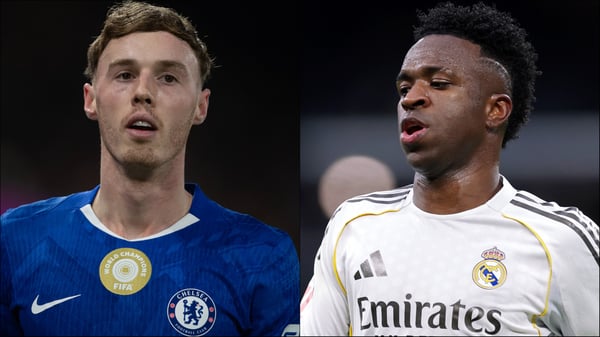 世界杯FIFA体育新闻:科尔·帕尔默(左)和维尼修斯·儒尼奥尔(右)成为八卦新闻的焦点。/ Visionhaus/Maria Gracia Jimenez/Soccrates/Getty Images