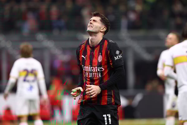 世界杯FIFA体育新闻:克里斯蒂安·普利西奇错过了AC米兰客场挑战博洛尼亚的比赛。/ Giuseppe Cottini/AC米兰/Getty Images