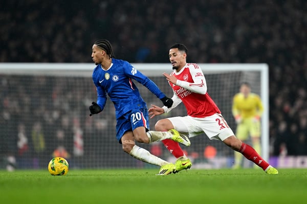 世界杯FIFA体育新闻:威廉·萨利巴(右)在本赛季至今的比赛中屡战屡胜。/ David Price/阿森纳足球俱乐部/Getty Images