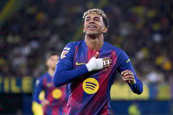 世界杯FIFA体育新闻:拉明·亚马尔本赛季饱受伤病困扰,但他上场时依然能够奉献精彩表现。/ 马特奥·维拉尔巴/盖蒂图片社