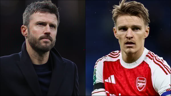 世界杯FIFA体育新闻:马丁·厄德高(右)成为八卦新闻的焦点。/ James Gill/Danehouse/Robin Jones/Getty Images