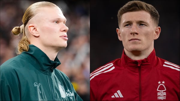 世界杯FIFA体育新闻:埃尔林·哈兰德(左)和埃利奥特·安德森(右)成为八卦新闻的焦点。/ Jose Breton/Pics Action/NurPhoto/Visionhaus/Getty Images