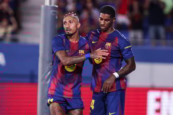 世界杯FIFA体育新闻：拉菲尼亚（左）和马库斯·拉什福德或许需要一些嘘声来提振信心，以应对对阵塞维利亚的比赛。/ Javier Borrego/Europa Press/Getty Images