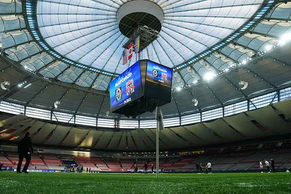 世界杯FIFA体育新闻：温哥华的BC Place体育场将承办七场世界杯比赛，其中包括加拿大队的两场小组赛。/ Rich Lam/MLS/Getty Images