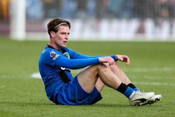 世界杯FIFA体育新闻：亚历克斯·斯科特表现不知疲倦。/ Robin Jones/AFC Bournemouth/Getty Images