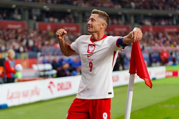 世界杯FIFA体育新闻：罗伯特·莱万多夫斯基庆祝波兰队进球