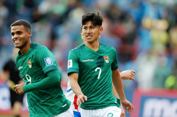 世界杯FIFA体育新闻：玻利维亚选手米格尔·特塞罗斯庆祝