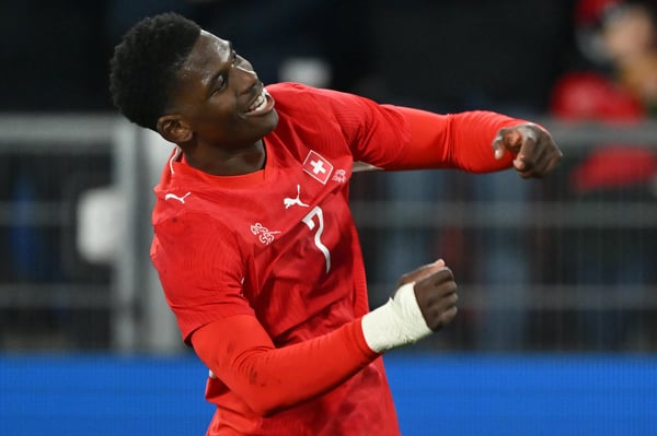 世界杯FIFA体育新闻：2026年3月，在巴塞尔圣雅各布公园举行的国际友谊赛中，布雷尔·恩博洛为瑞士队攻入一球，对手是德国队。