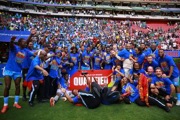 世界杯FIFA体育新闻：2026年3月31日，刚果民主共和国球员在获得2026年世界杯参赛资格后庆祝。