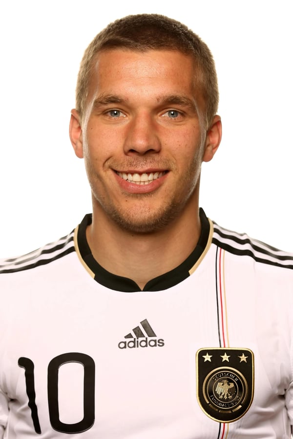 世界杯FIFA体育新闻:德国球员卢卡斯·波多尔斯基在2010年南非世界杯开赛前摆姿势拍照