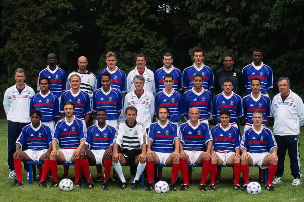 世界杯FIFA体育新闻：法国队在1998年国际足联世界杯前合影