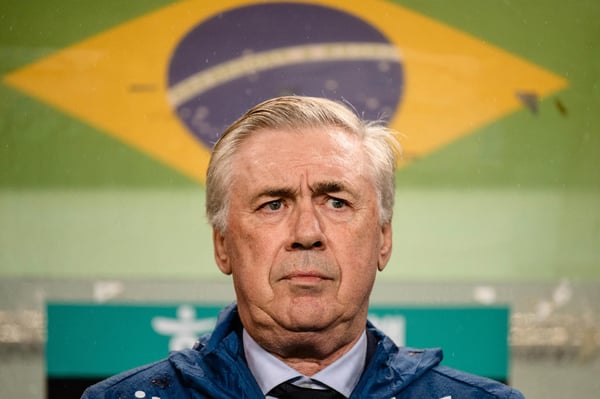 世界杯FIFA体育新闻:巴西国家队主教练卡洛·安切洛蒂于2025年10月10日。